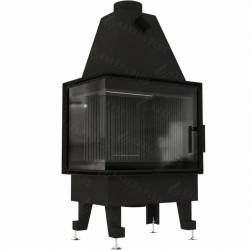 Кутова камінна топка M-FIRE 60 14 кВт на дровах (ліве скло) чорний шамот фото