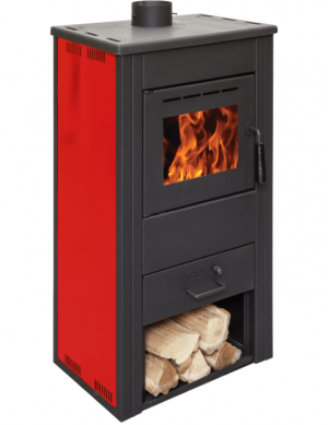 Піч на дровах Termo Sistem TERMOKREKA LUX (червоний) 8 кВт печі опалювальні для дому та дачі фото