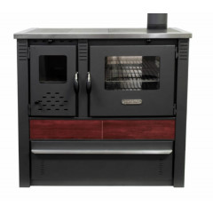 Кухонная печь на дровах Pro-Thermo Panonia красная с варочной поверхностью фото