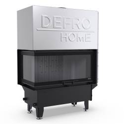 Угловая каминная топка с водяным контуром Defro Home Riva BL G Short 19 кВт на дровах (левое стекло) - черный шамот фото