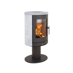 Стальная печь-камин на дровах Heta Scan-Line 850 6,8 кВт (Soapstone on pedestal) фото
