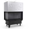 Угловая каминная топка с водяным контуром Defro Home Riva BL G Short 19 кВт на дровах (левое стекло) - черный шамот, фото 2, 297076грн